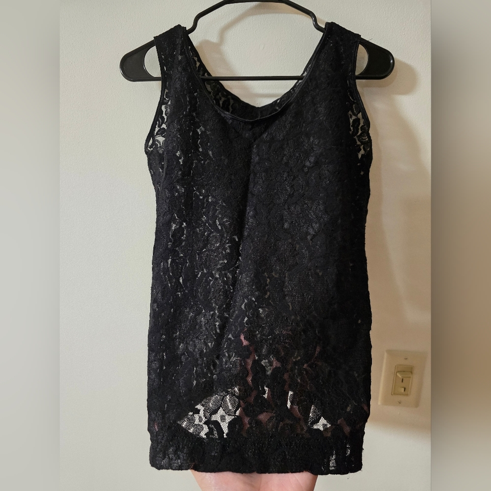 Black Sheer Lace Sleeveless Top Size Size Large Or XL